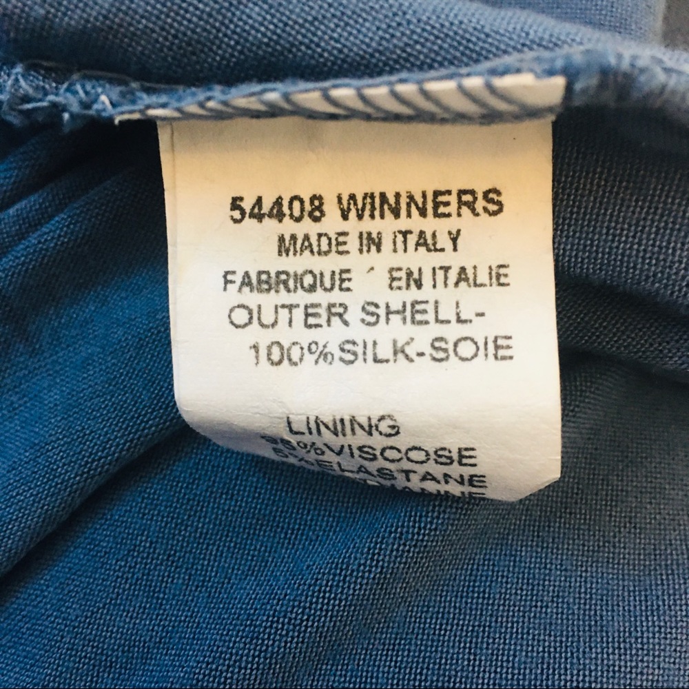 GIULIA 100% Silk Made in Italy Blue Boho Dress L - Picture 11 of 11